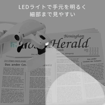 手元くっきり ヘッドルーペ LED搭載 5種倍率対応